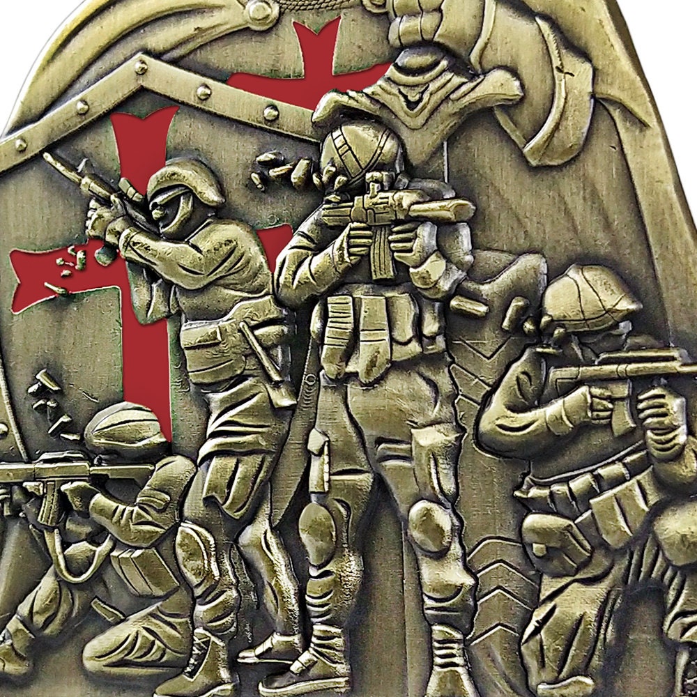 Crusader Soilder Squad Challenge Coin Prayer PSALM 144:1-6 Military Collectible decowoodo