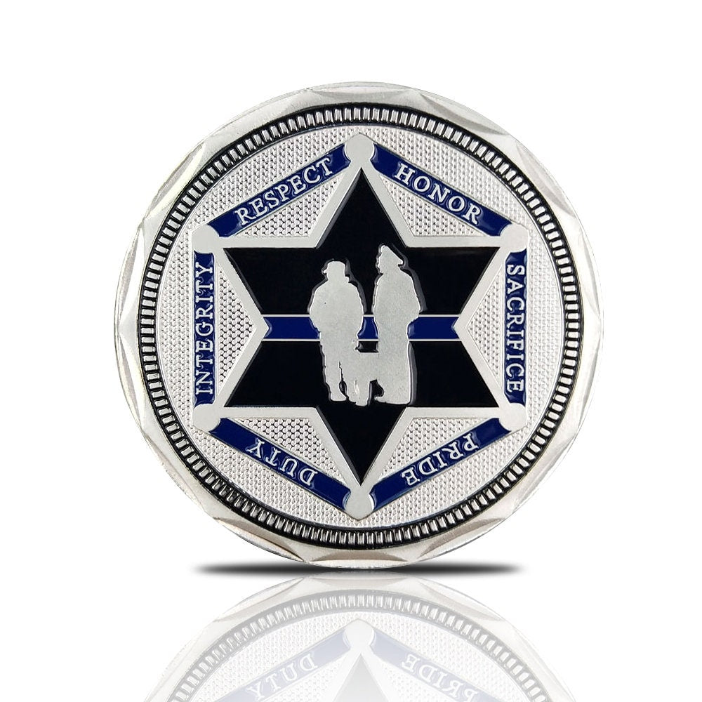 Sheriff Challenge Coin Six Pointed Star Silver Police Badge St Michael Coin/gift for Him for father decowoodo