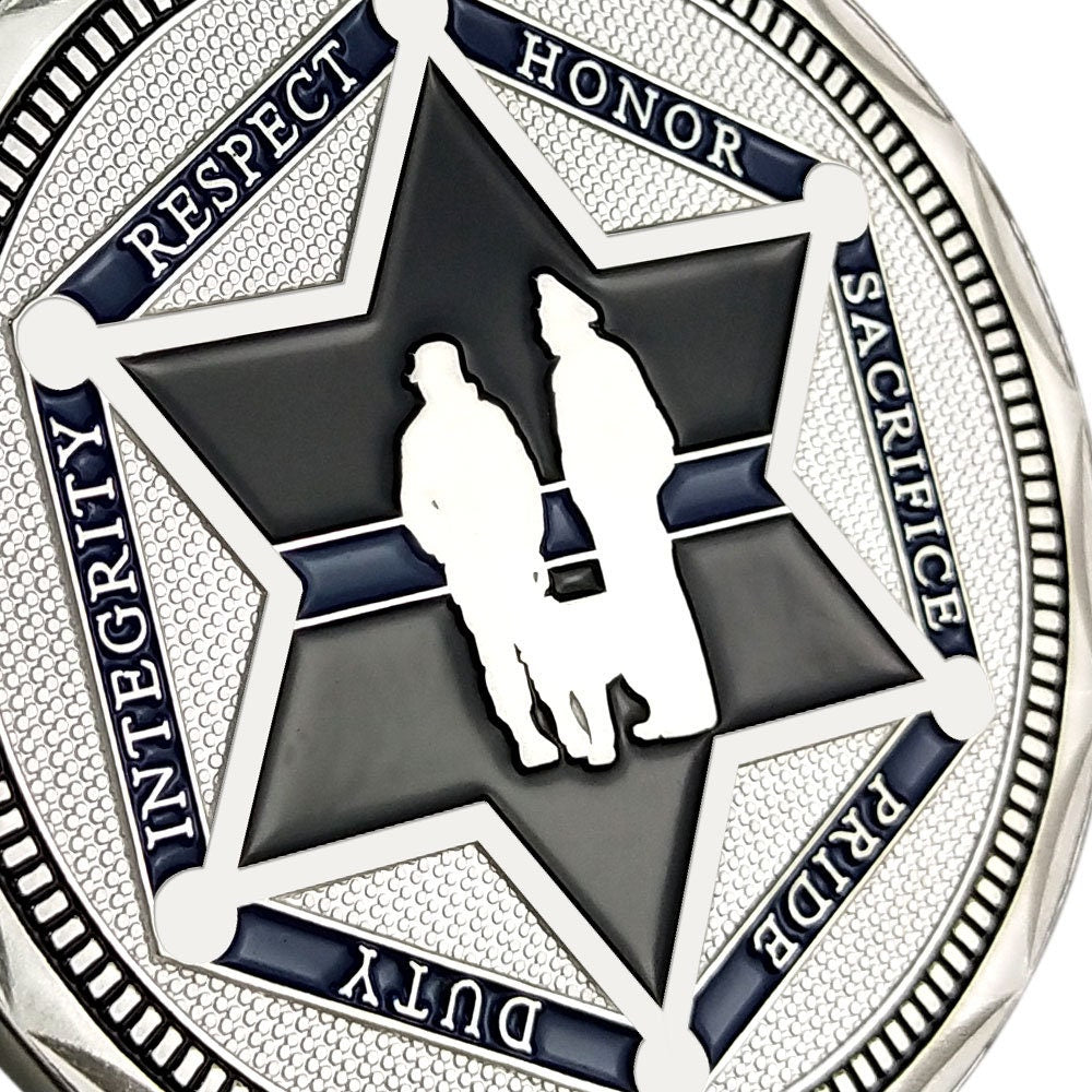 Sheriff Challenge Coin Six Pointed Star Silver Police Badge St Michael Coin/gift for Him for father decowoodo