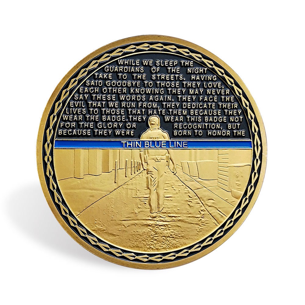 Blessd Are the Peacemaker Police Challenge Coin Thin Blue Line Spartan Spirit/gift for Him for father decowoodo