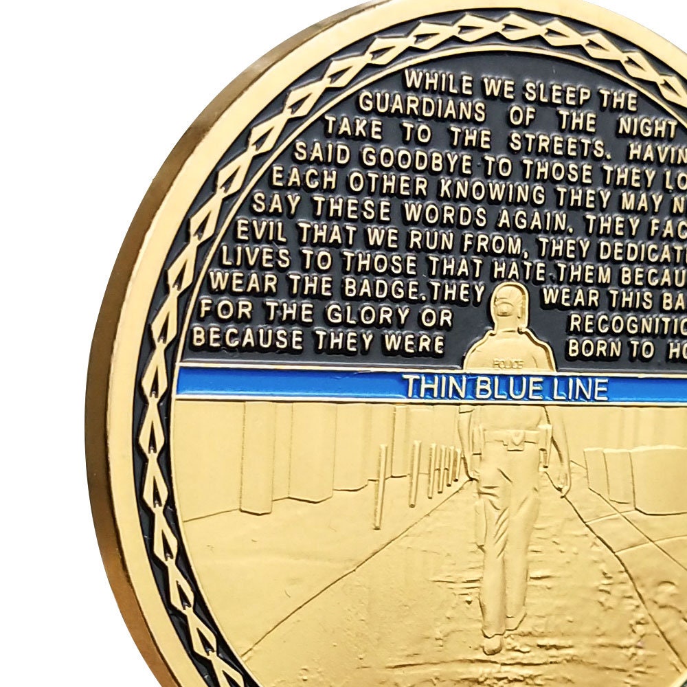 Blessd Are the Peacemaker Police Challenge Coin Thin Blue Line Spartan Spirit/gift for Him for father decowoodo