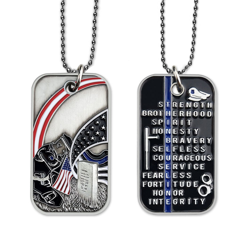 Police Commmorative Prayer Dog Tag Featured Challenge Coin Blue Lives Matter/gift for Him for father decowoodo