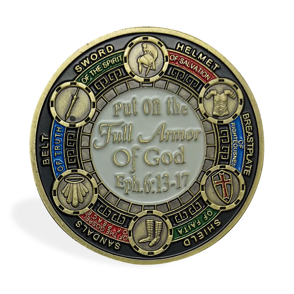 Put On the Full Armor of God Challenge Coin Knights Crusader Eph. 6:13 Prayer/gift for Him for father decowoodo