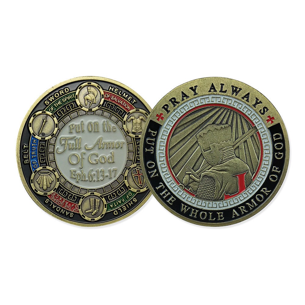 Put On the Full Armor of God Challenge Coin Knights Crusader Eph. 6:13 Prayer/gift for Him for father decowoodo