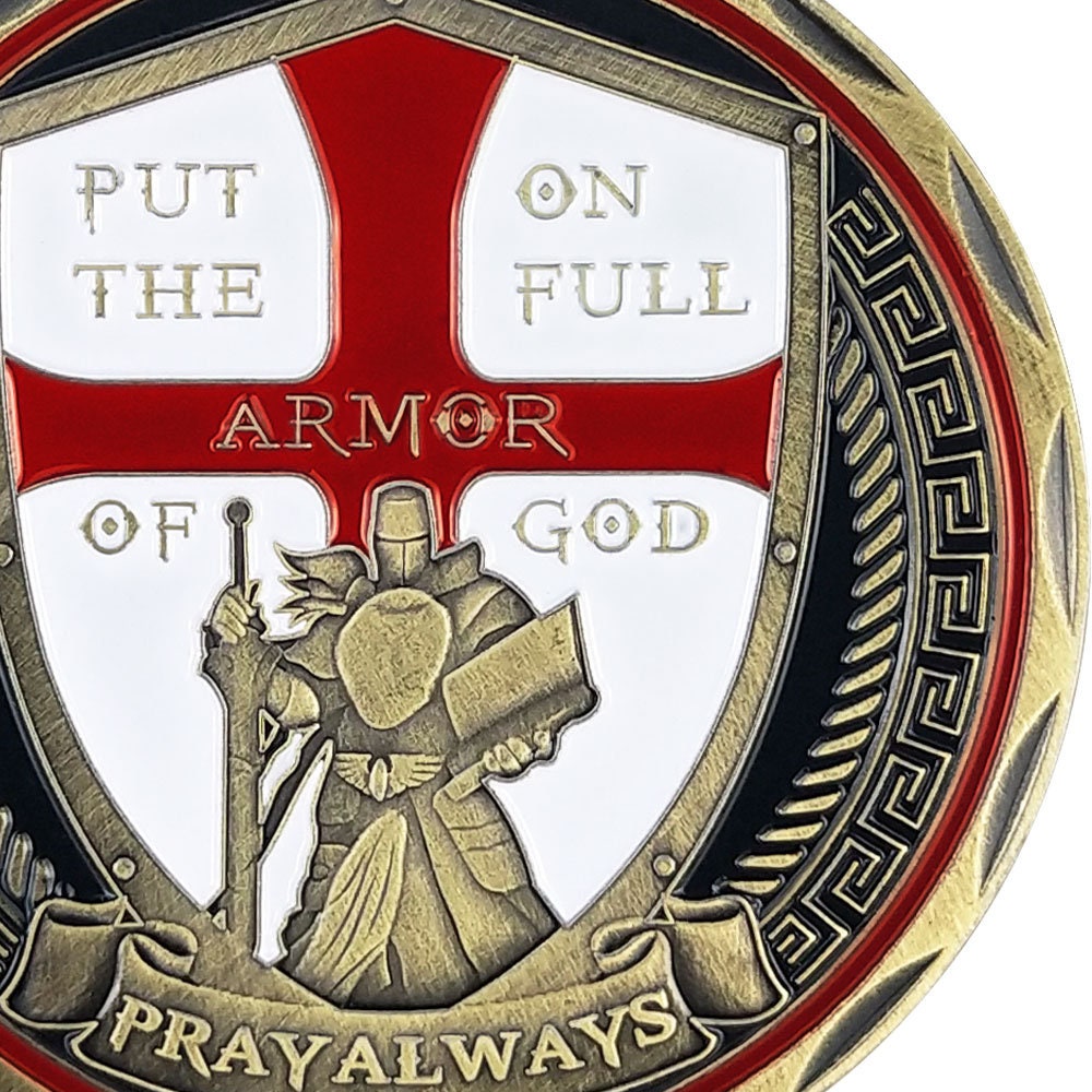 Put On the Full Armor of God Challenge Coin Crusader Pray Always Collectible Coin/gift for Him for father decowoodo