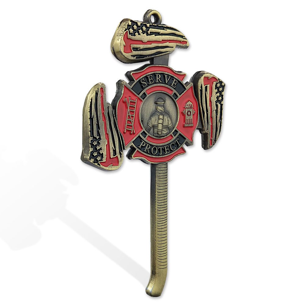 Firefighter St Florian Cross Challenge Coin Fire Axe Featured Medallion/gift for Him for father decowoodo