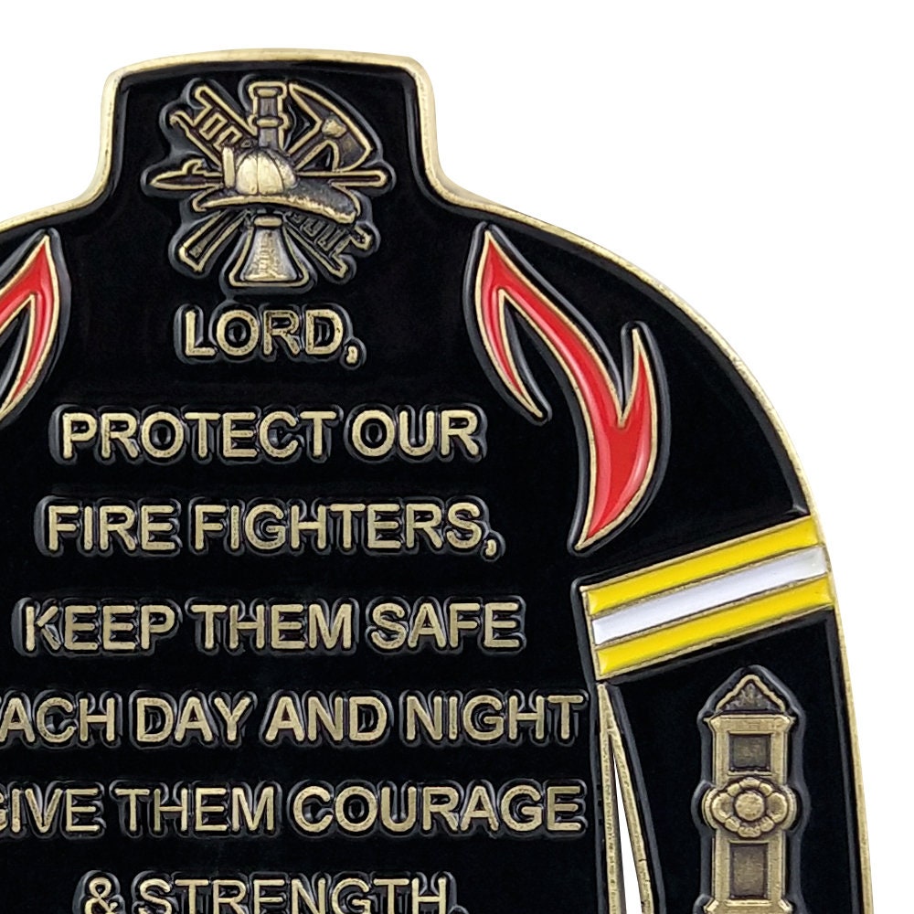 Firefighter Uniform Gear Shape Challenge Coin Fireman's Prayer Collectible Chip/gift for Him for father decowoodo