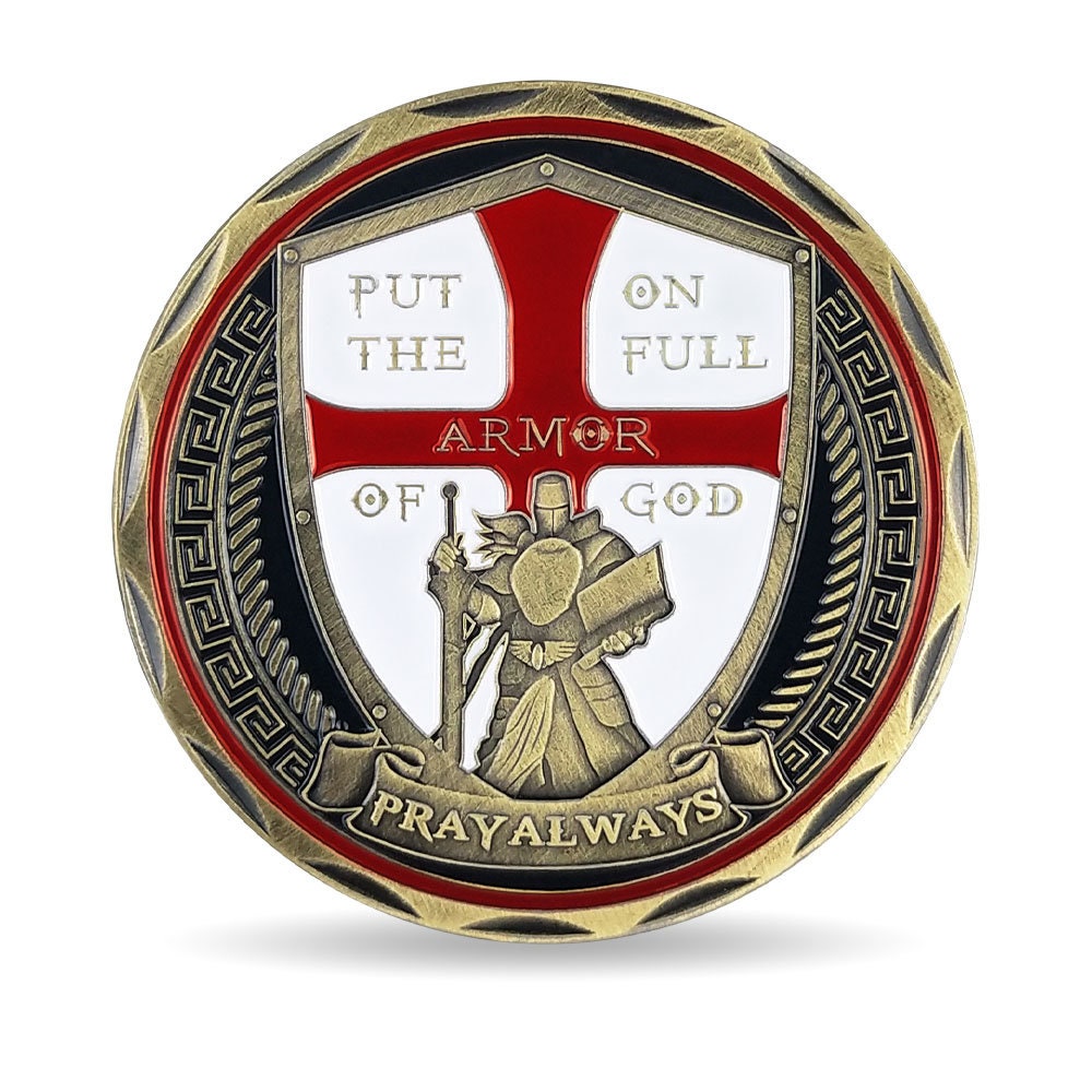Put On the Full Armor of God Challenge Coin Crusader Pray Always Collectible Coin/gift for Him for father decowoodo