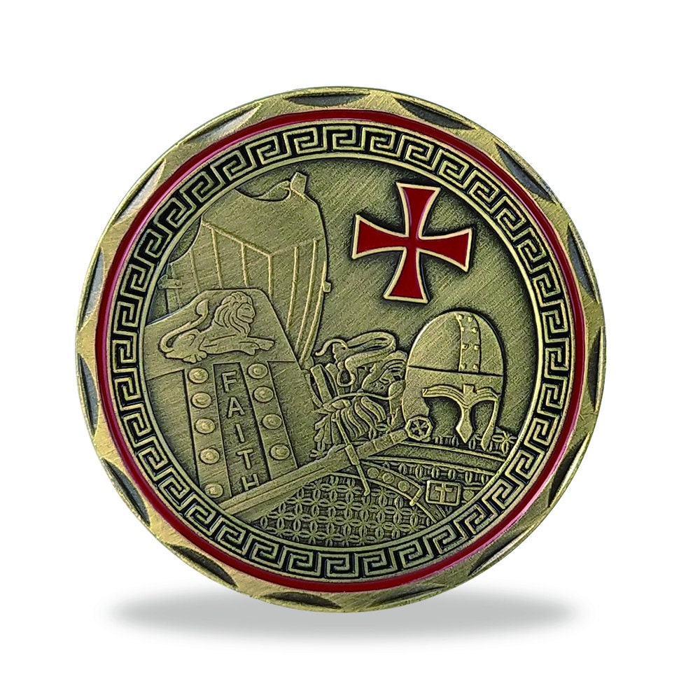 Put On the Full Armor of God Challenge Coin Crusader Pray Always Collectible Coin/gift for Him for father decowoodo