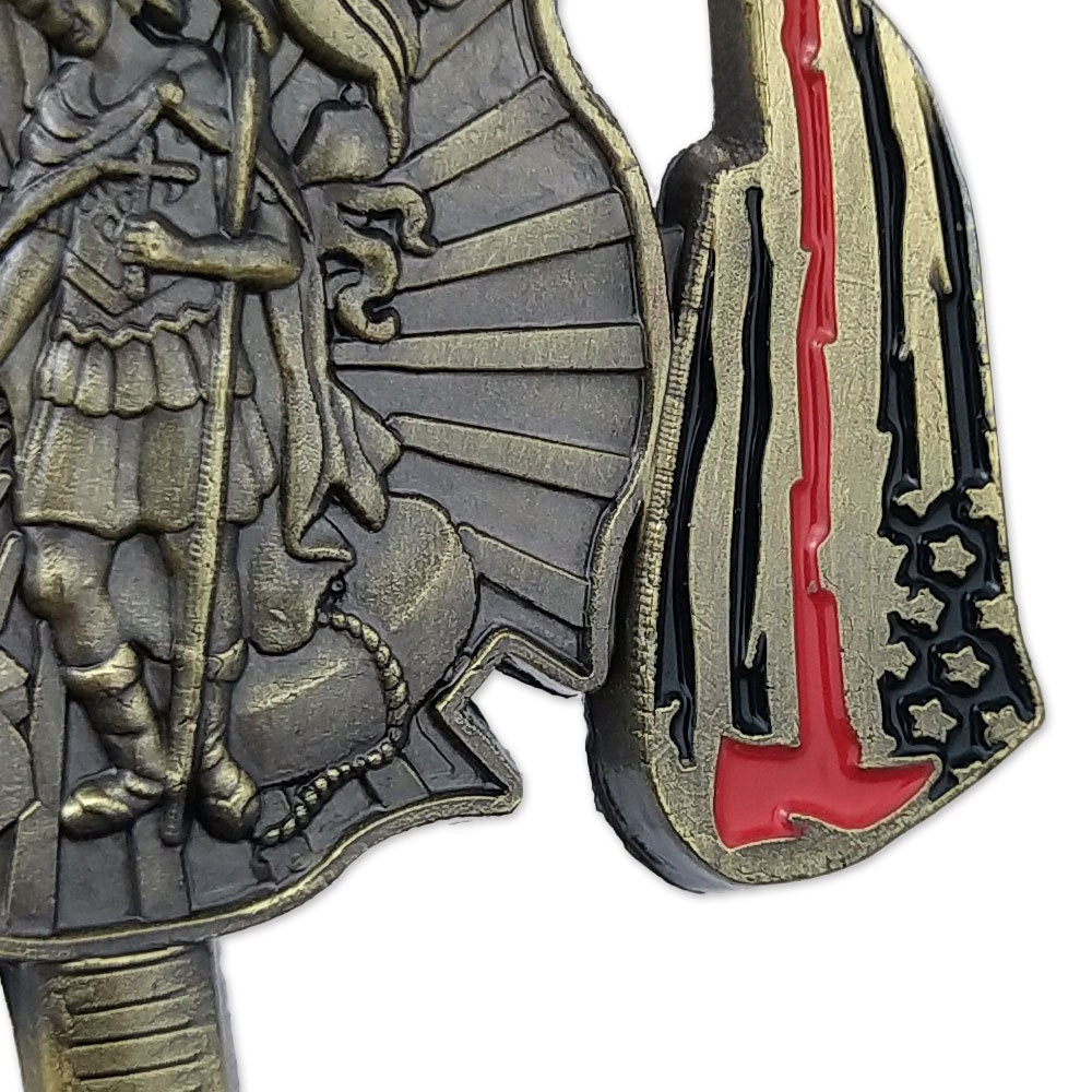 Firefighter St Florian Cross Challenge Coin Fire Axe Featured Medallion/gift for Him for father decowoodo