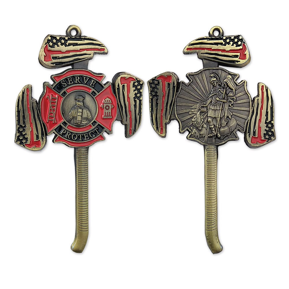 Firefighter St Florian Cross Challenge Coin Fire Axe Featured Medallion/gift for Him for father decowoodo