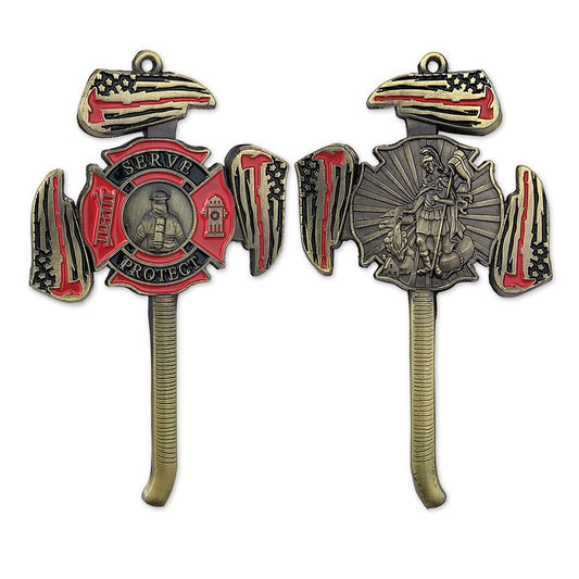 Firefighter St Florian Cross Challenge Coin Fire Axe Featured Medallion/gift for Him for father decowoodo