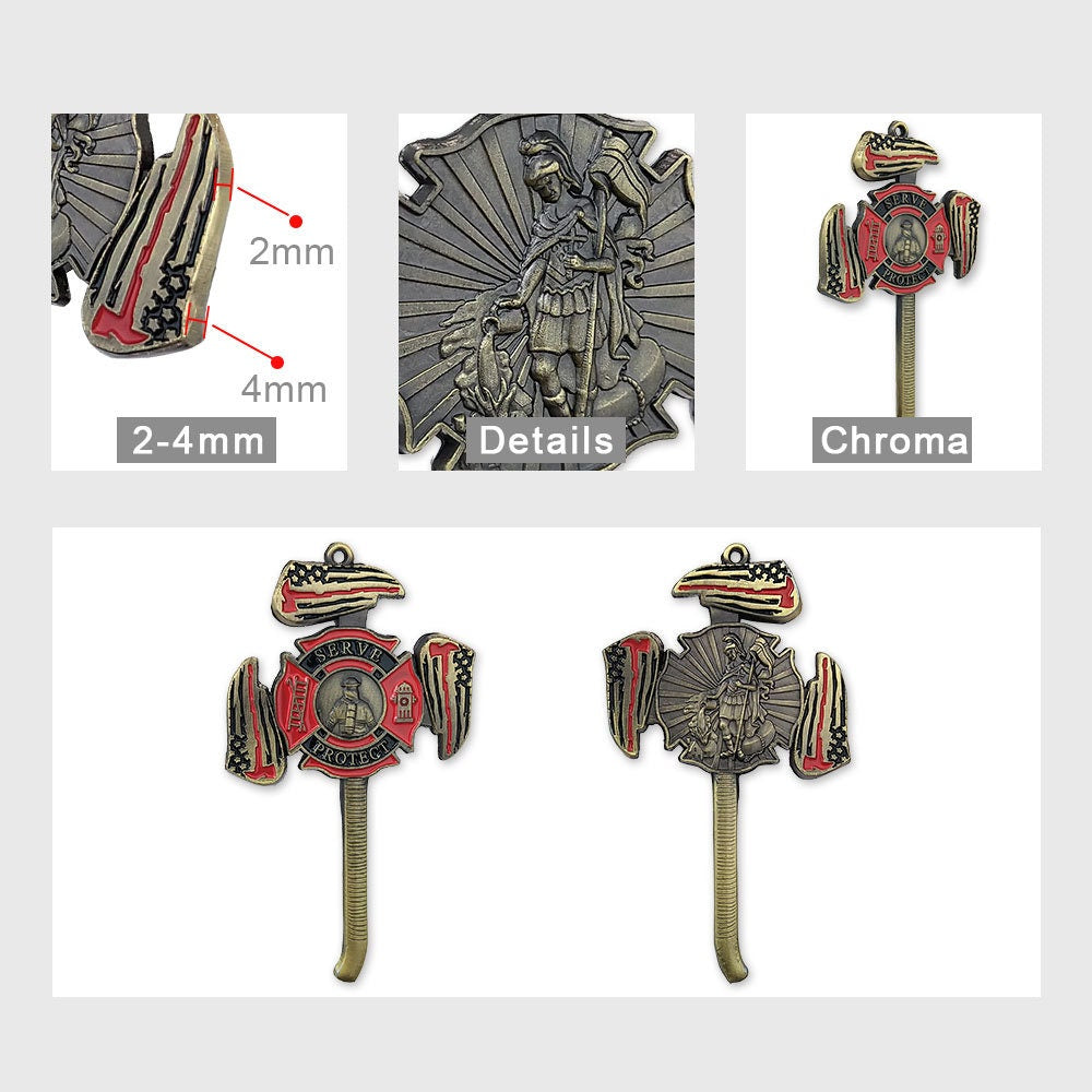 Firefighter St Florian Cross Challenge Coin Fire Axe Featured Medallion/gift for Him for father decowoodo