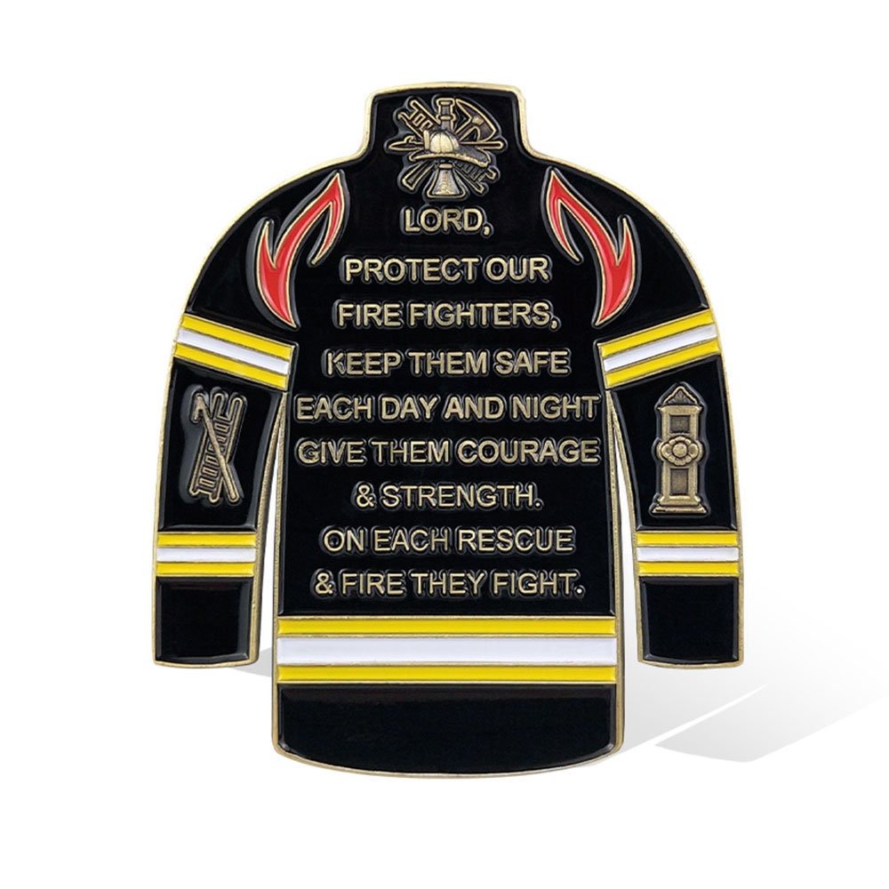 Firefighter Uniform Gear Shape Challenge Coin Fireman's Prayer Collectible Chip/gift for Him for father decowoodo