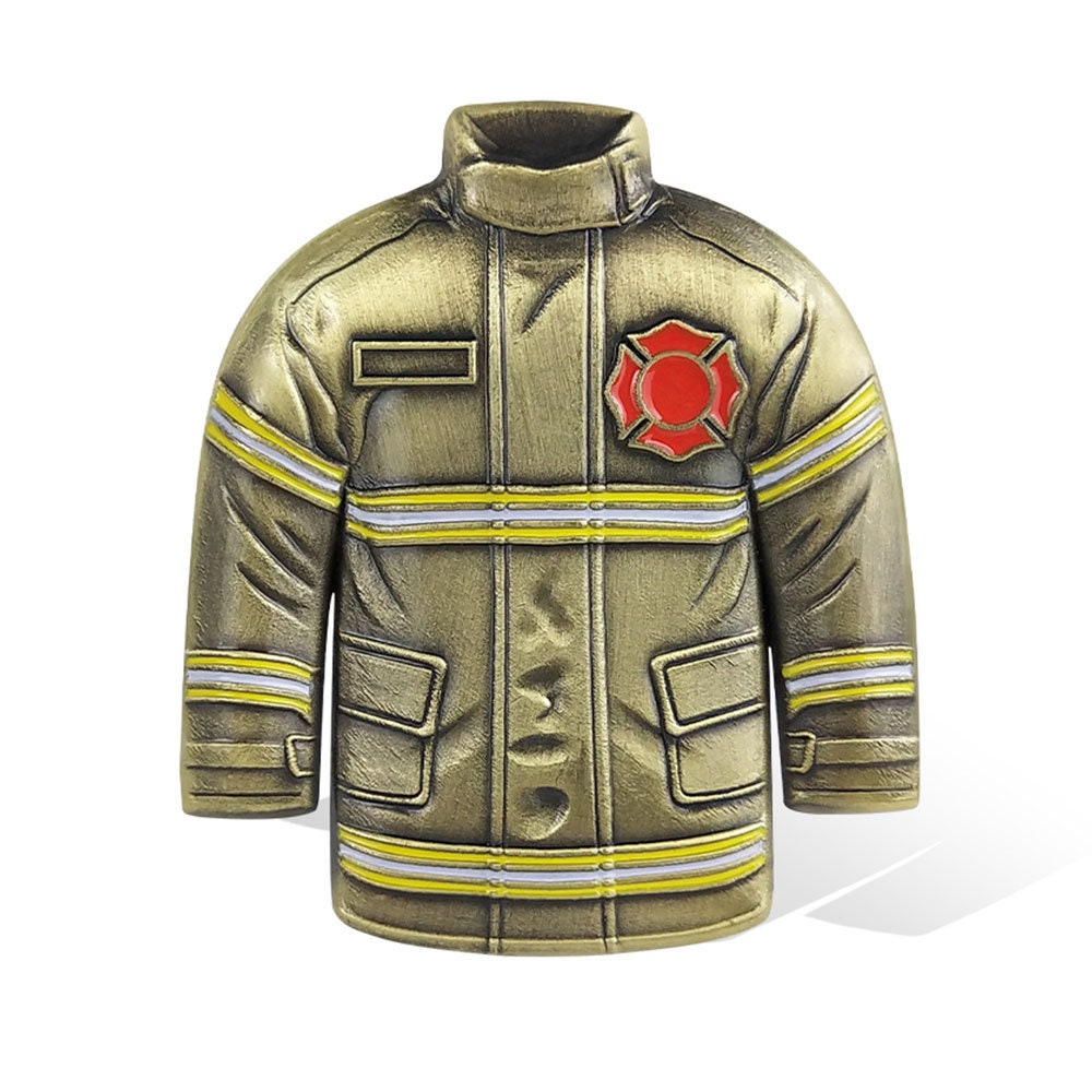 Firefighter Uniform Gear Shape Challenge Coin Fireman's Prayer Collectible Chip/gift for Him for father decowoodo