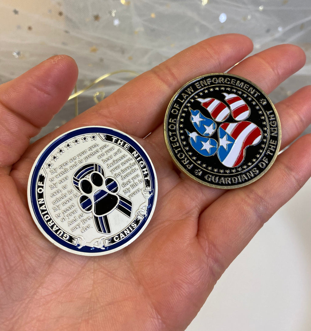 K9 Night Guardian Prayer Challenge Coin Police Canine Officer Collectible Gift. Best Gift for Him/gift for Him for father decowoodo
