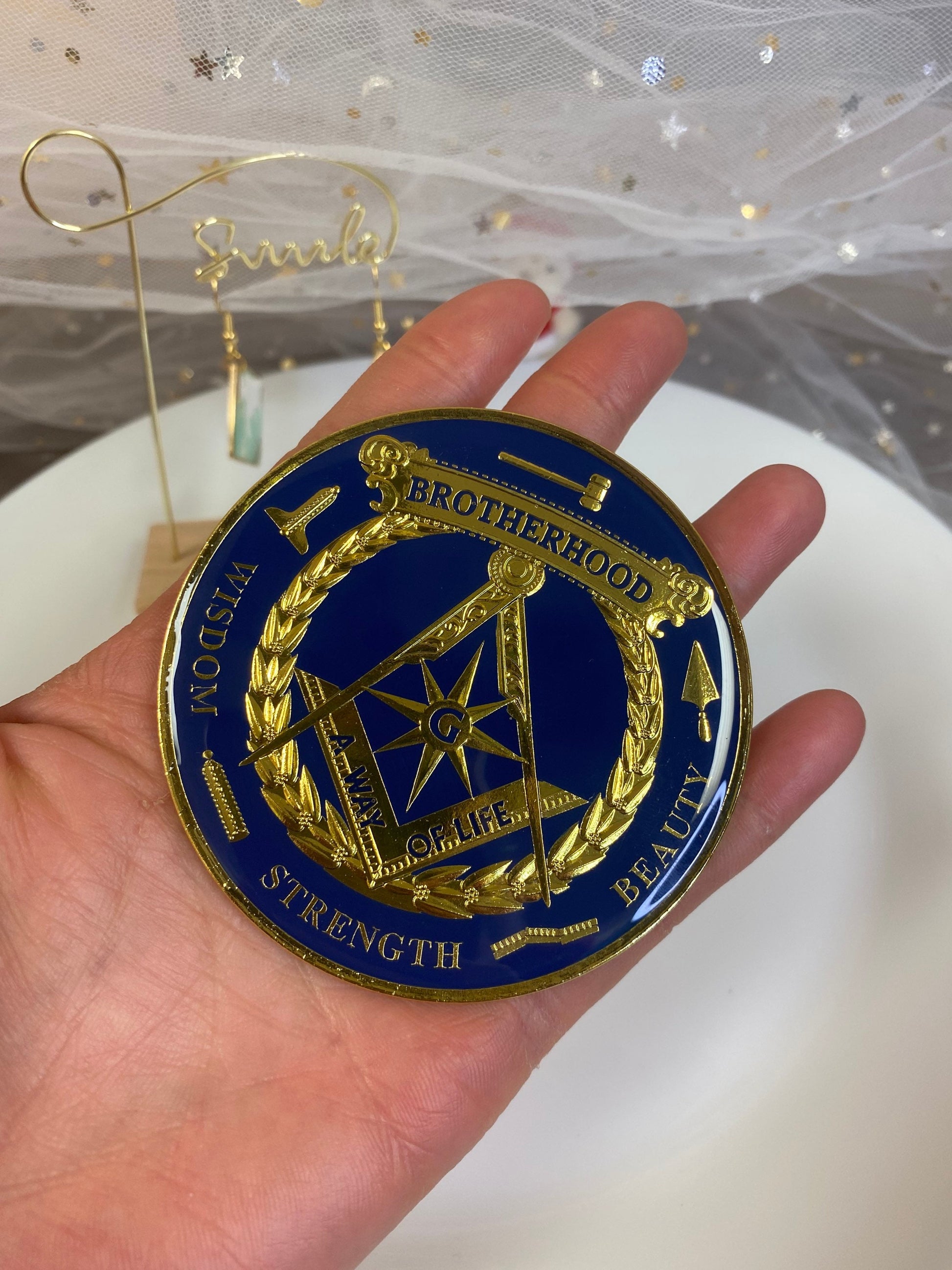 Masonic Car Emblem brotherhood gift, gift for him, gift for father/gift for Him for father decowoodo