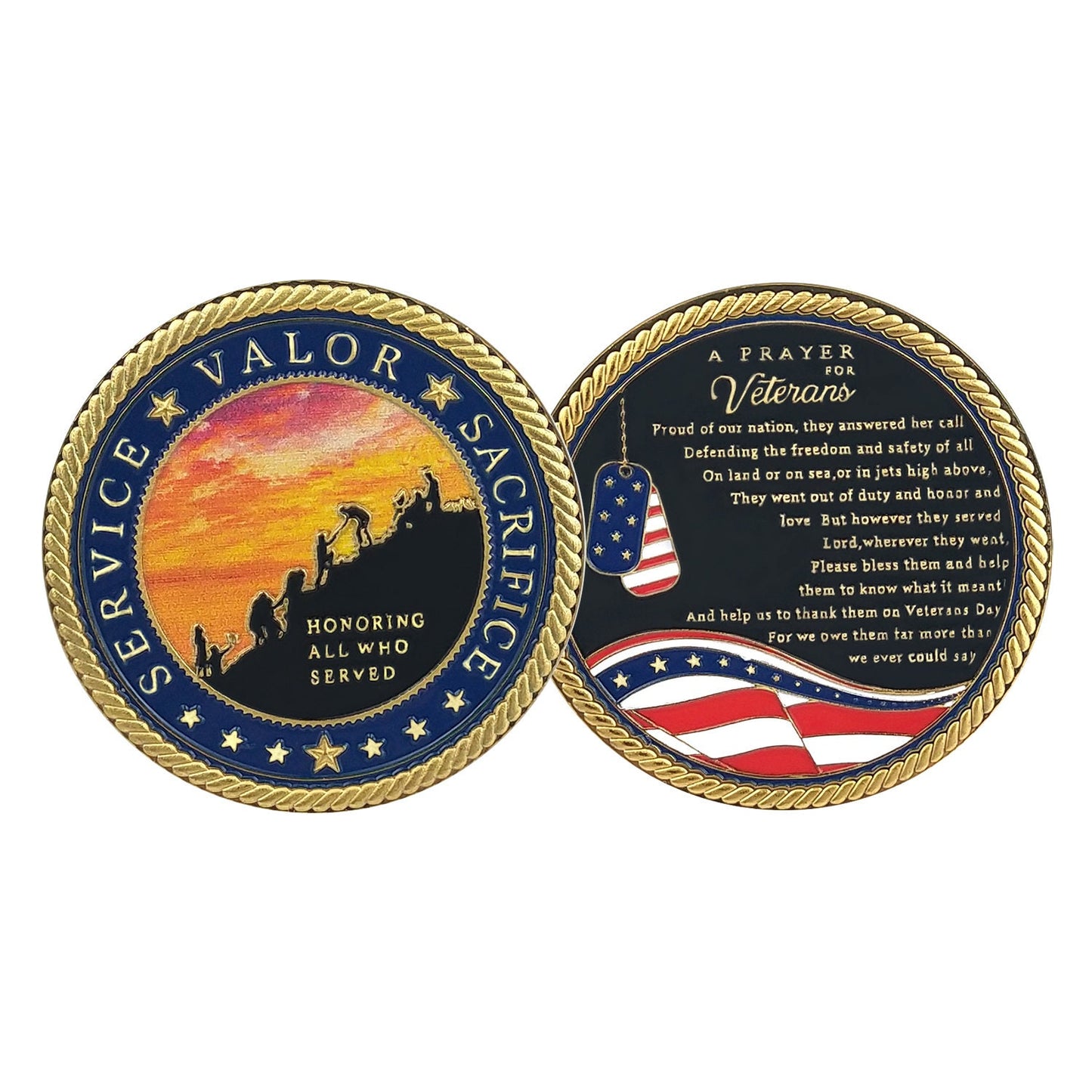 A Prayer for Veterans Challenge Coin Honoring All Who Served Medallion Gift decowoodo