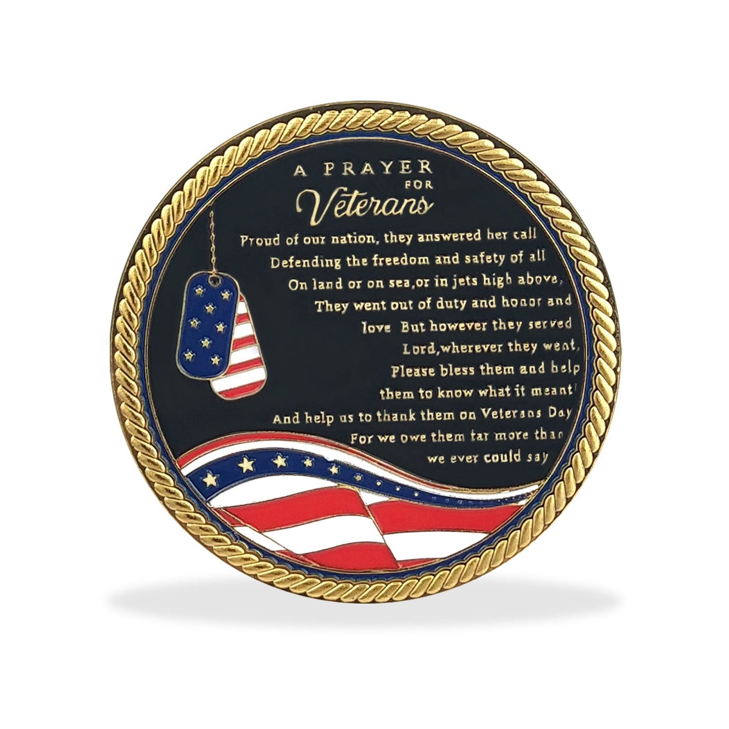 A Prayer for Veterans Challenge Coin Honoring All Who Served Medallion Gift decowoodo