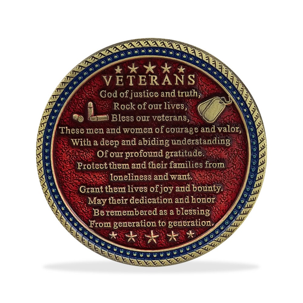 Military Veterans Salute Challenge Coin Prayer Medallion Honorable Hero Collectible decowoodo