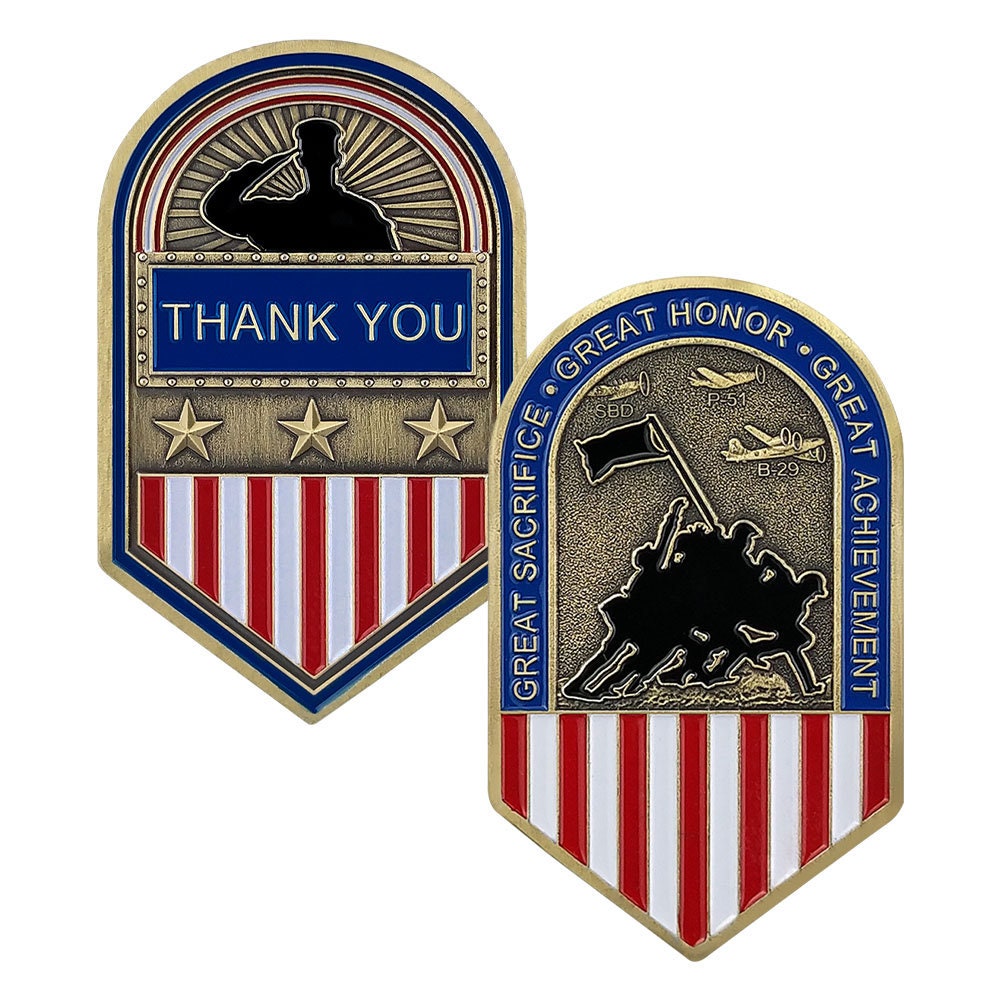Iwo Jima Veterans Challenge Coin Featured Collectible Chip Thanksgiving Gift decowoodo