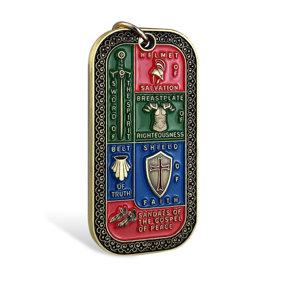 Put On The Full Armor of God Dog Tag Eph:6 13-17 Featured Challenge Coin Pendant decowoodo