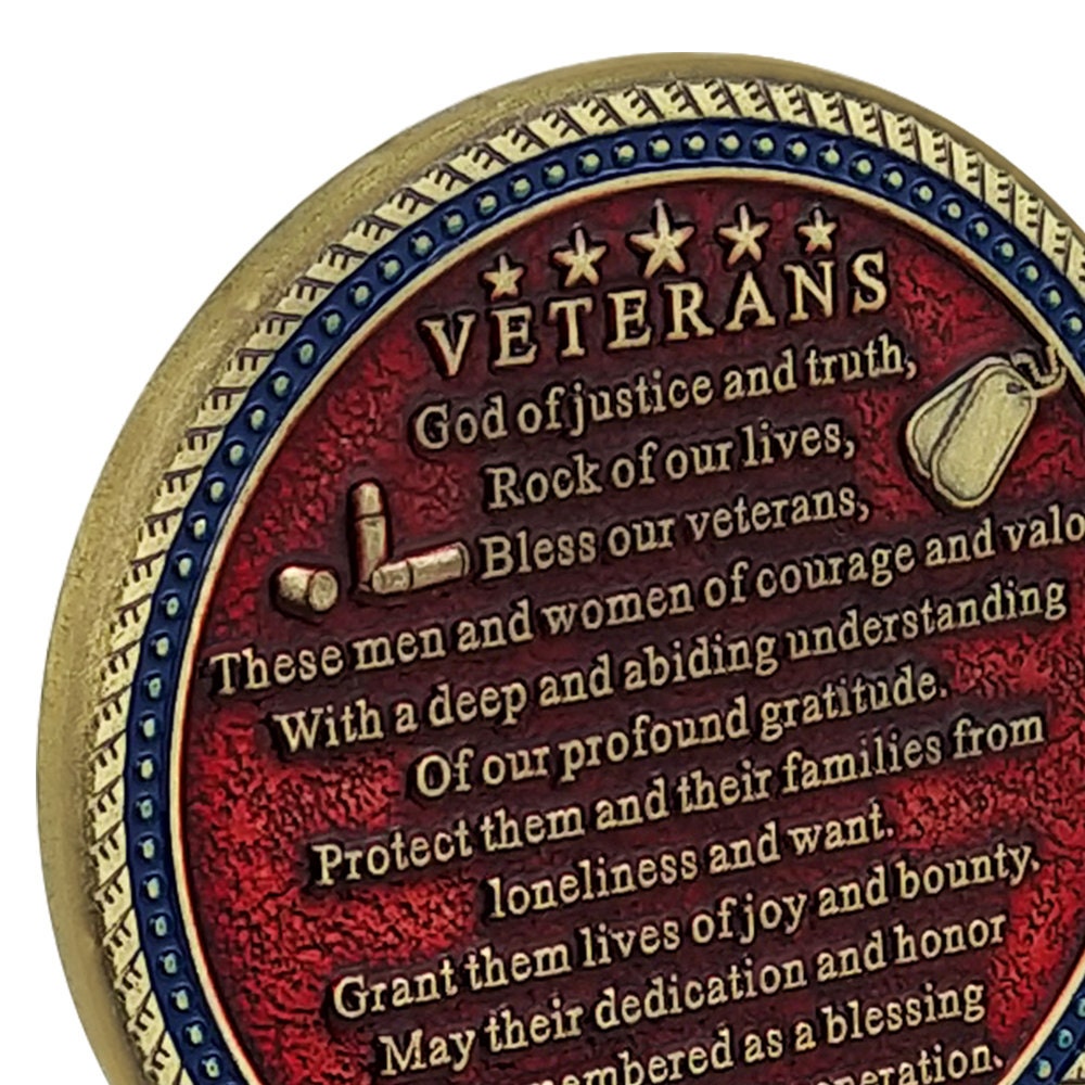 Military Veterans Salute Challenge Coin Prayer Medallion Honorable Hero Collectible decowoodo