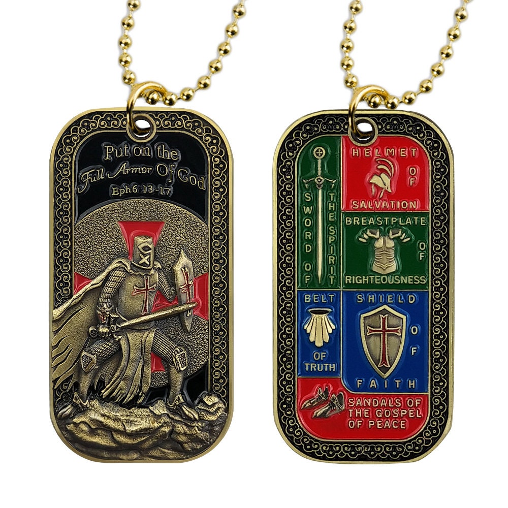 Put On The Full Armor of God Dog Tag Eph:6 13-17 Featured Challenge Coin Pendant decowoodo
