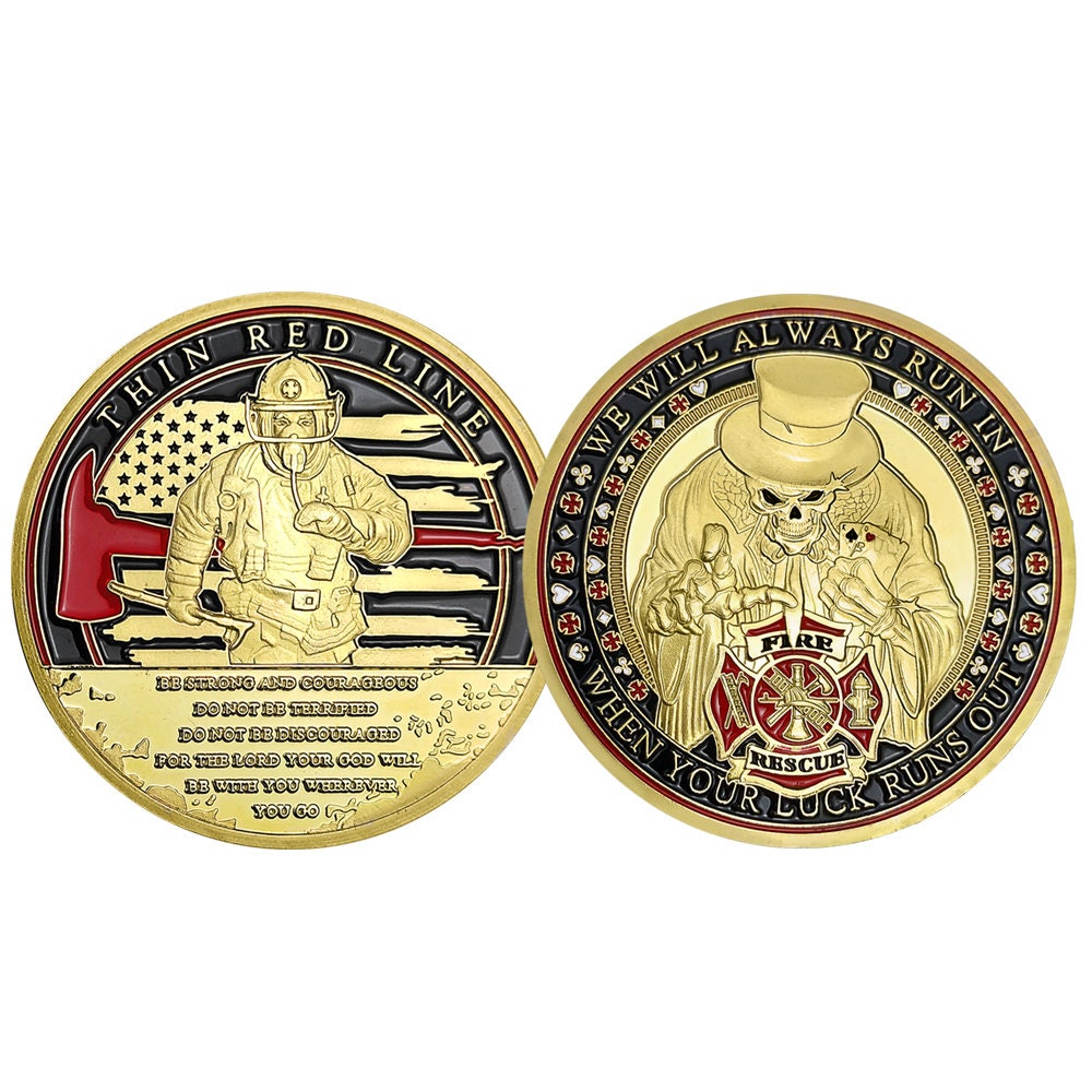 Firefighter Poker Challenge Coin Fireman First In Last Out/gift for Him for father decowoodo