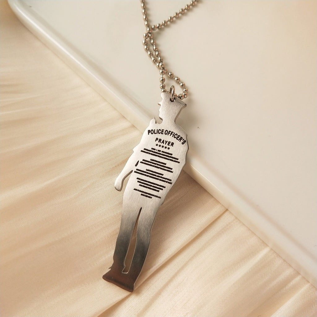 Personalize Police Officer Gifts | Military Army |Police | Firefighters Warrior Shape Custom Letter Prayers Pendant Necklace decowoodo