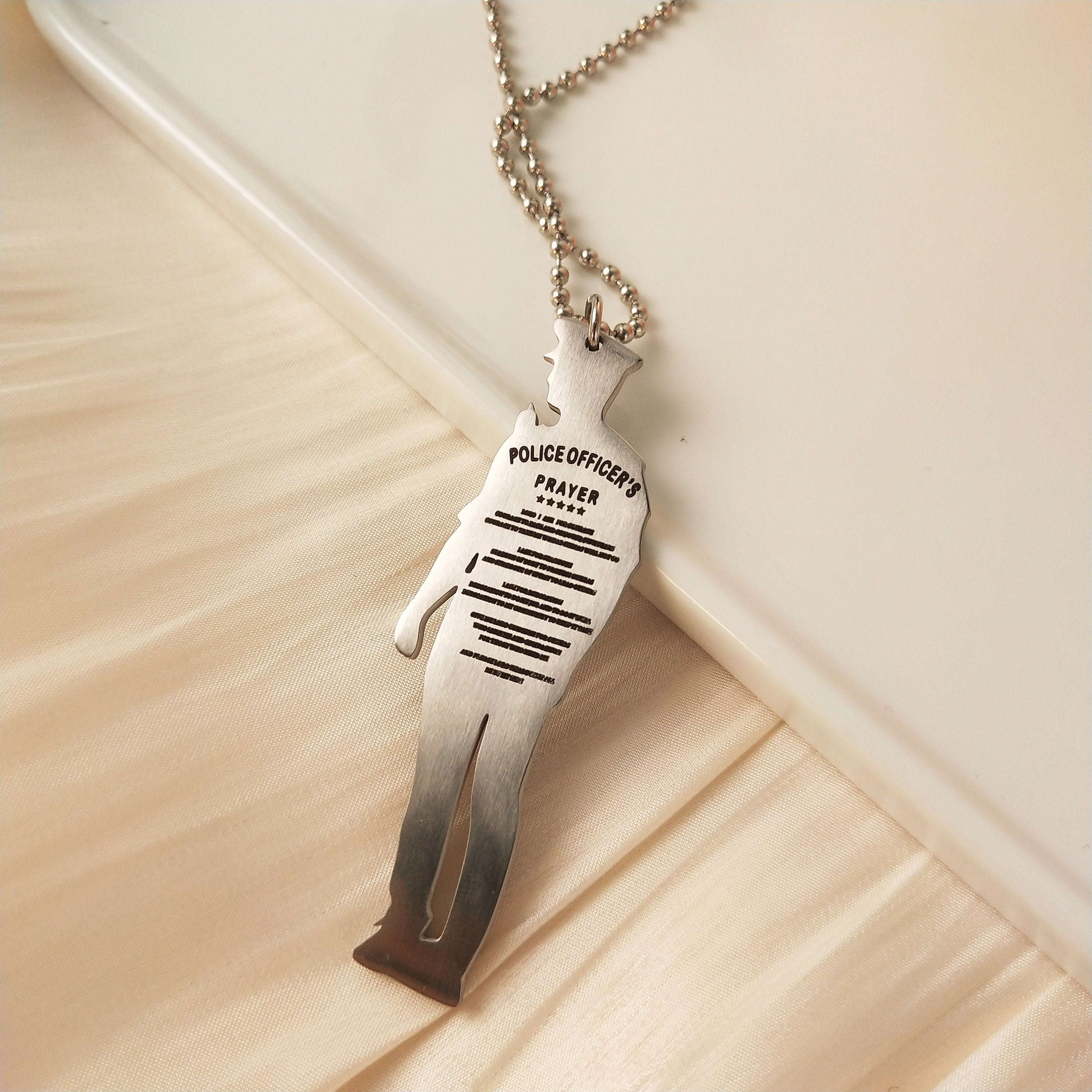 Personalize Police Officer Gifts | Military Army |Police | Firefighters Warrior Shape Custom Letter Prayers Pendant Necklace decowoodo