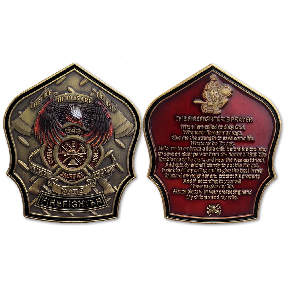 Firefighter 911 Commemorative Coin Fire Dept 343 Fallen Hero Challenge Coin/gift for Him for father decowoodo