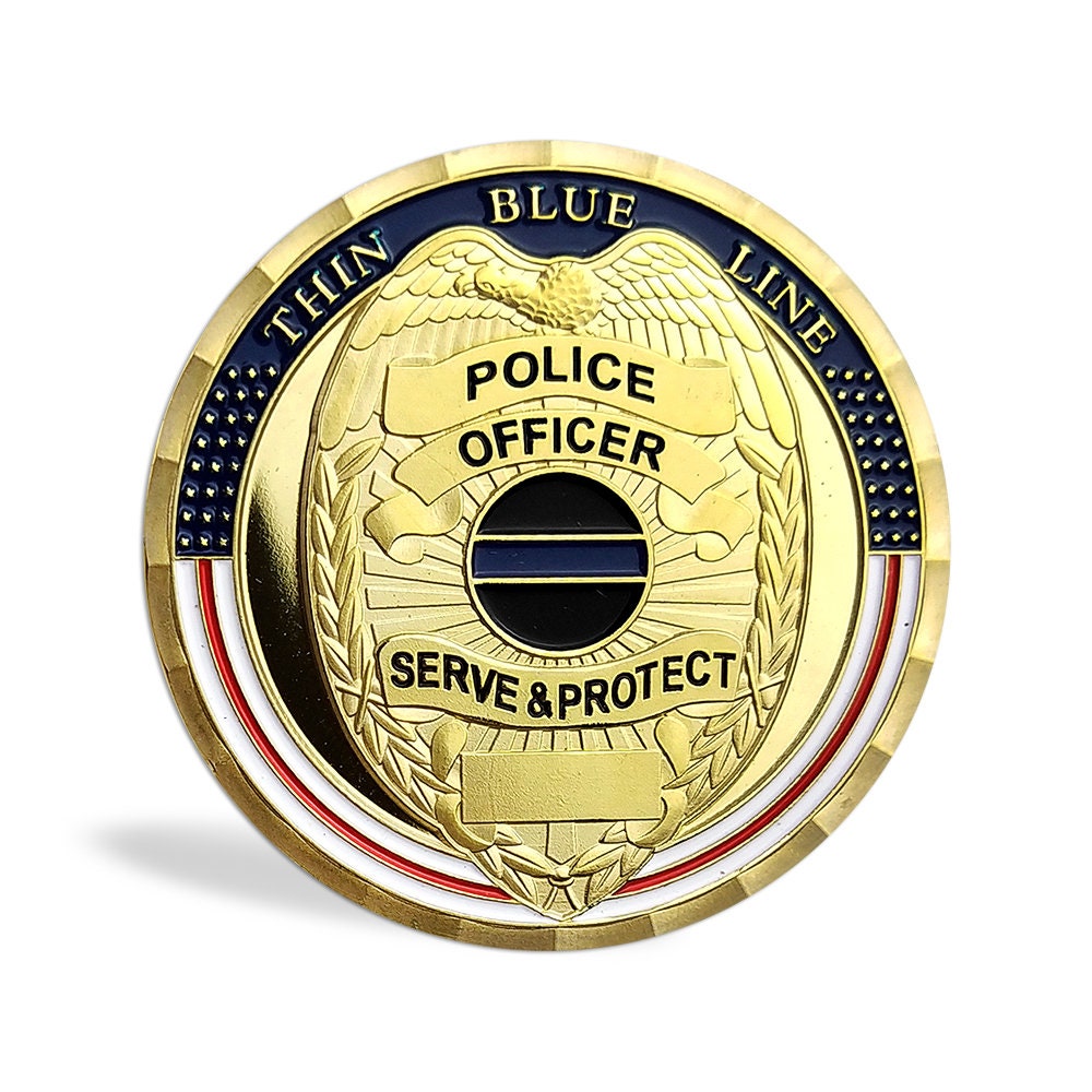 Police Officer Sparta Warrior Challenge Coin A Thin Blue Line Serve & Protect decowoodo