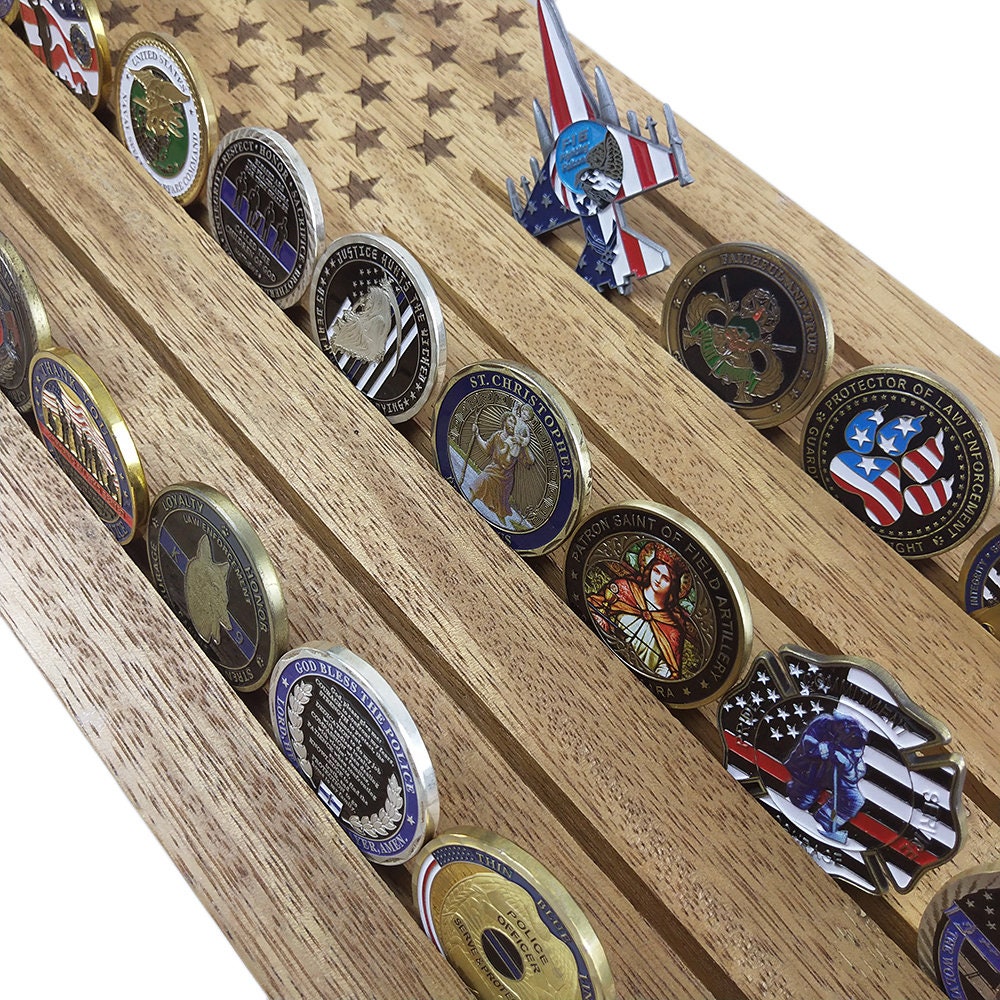 16" Challenge Coin Flag Display Stand Militaria Chip Medallion Holder Rack decowoodo