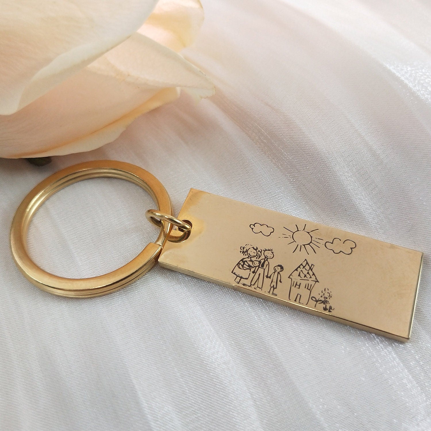 Real Picture Keychain in Gold, Silver, Rose Gold | Custom Portrait | Personalized Keychain | Valentines Day Gift | Anniversary Gift decowoodo