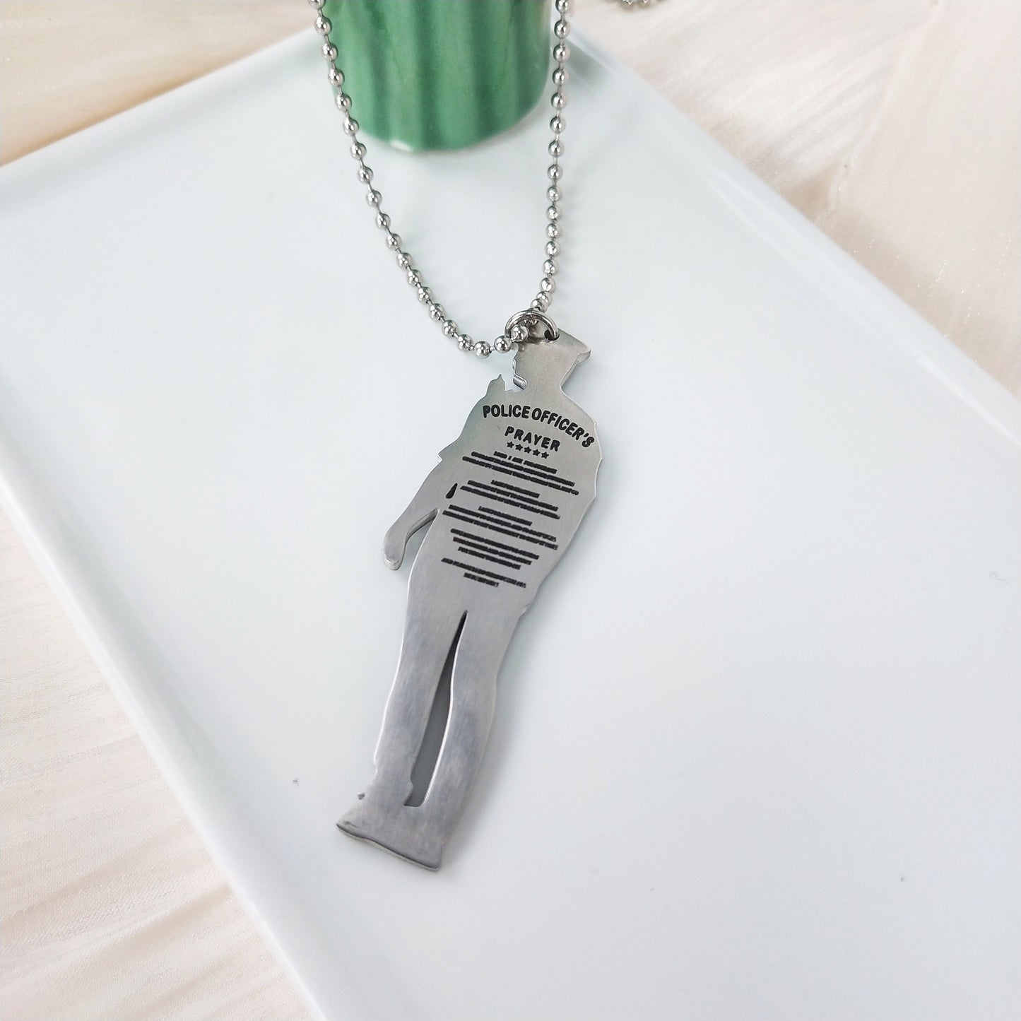 Personalize Police Officer Gifts | Military Army |Police | Firefighters Warrior Shape Custom Letter Prayers Pendant Necklace decowoodo