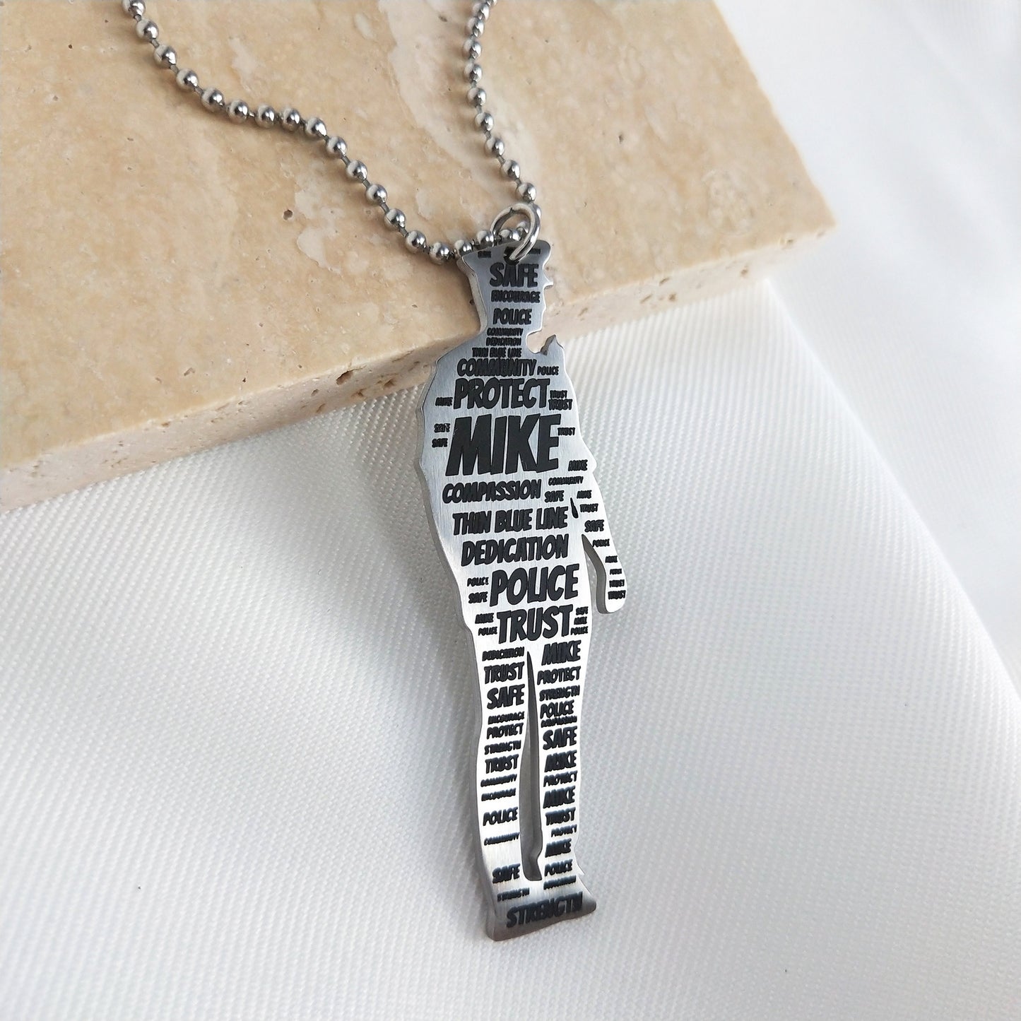 Personalize Police Officer Gifts | Military Army |Police | Firefighters Warrior Shape Custom Letter Prayers Pendant Necklace decowoodo