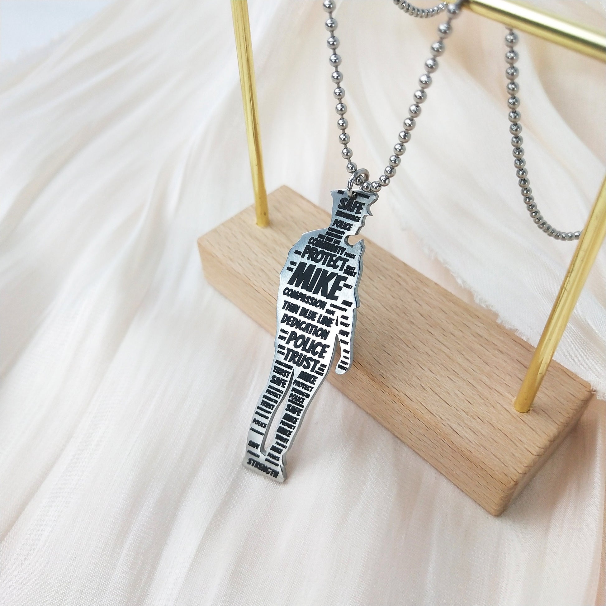 Personalize Police Officer Gifts | Military Army |Police | Firefighters Warrior Shape Custom Letter Prayers Pendant Necklace decowoodo