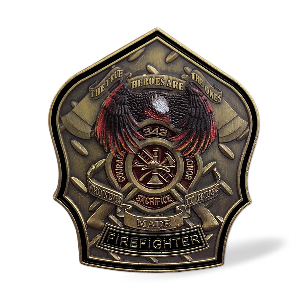 Firefighter 911 Commemorative Coin Fire Dept 343 Fallen Hero Challenge Coin/gift for Him for father decowoodo