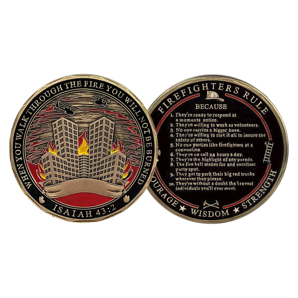 Firefighter Prayer Challenge Coin Isaiah 43:2 Firemans Honor Collectible Coin/gift for Him for father decowoodo