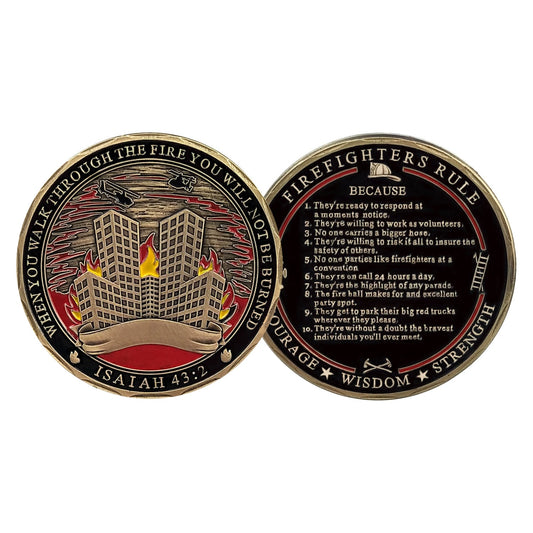 Firefighter Prayer Challenge Coin Isaiah 43:2 Firemans Honor Collectible Coin/gift for Him for father decowoodo