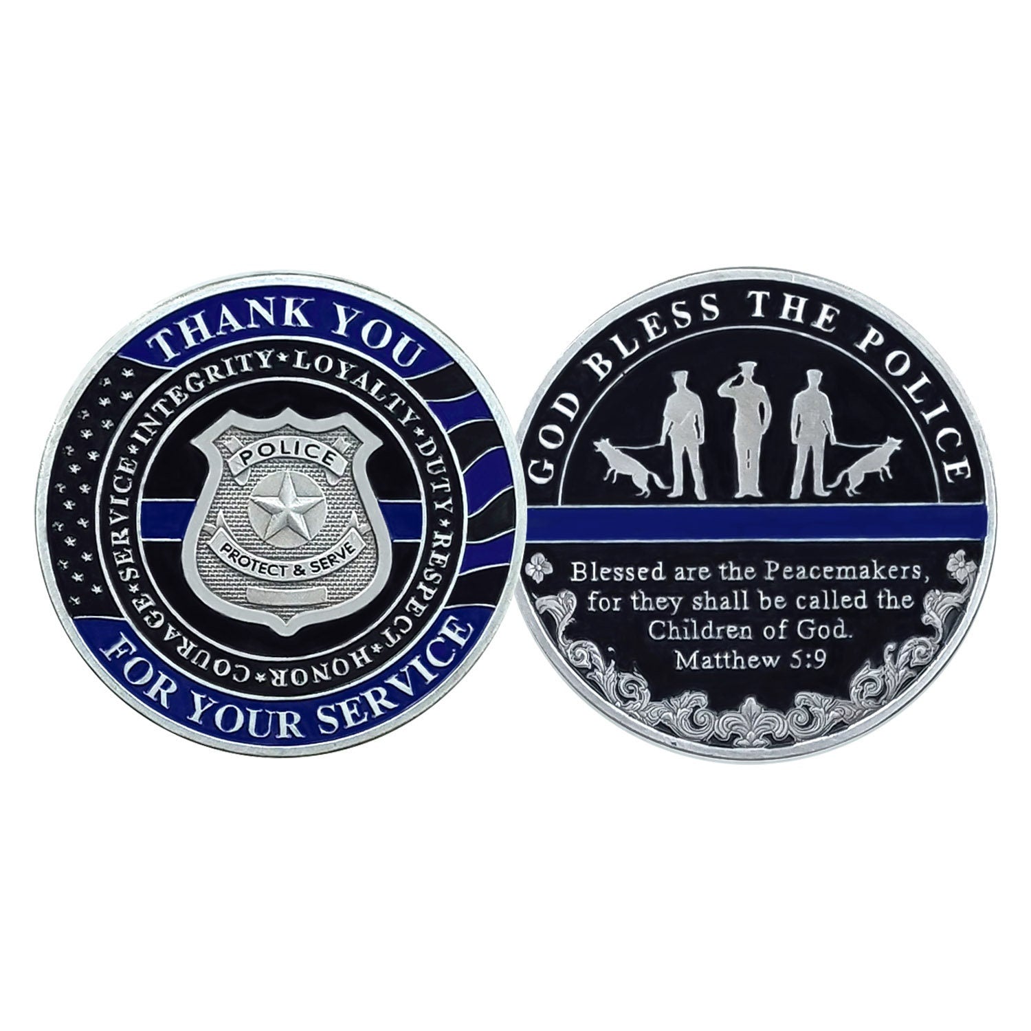 Police Officer & K9 Challenge Coin A Thin Blue Line Coin Law Enforcement Medallion/gift for Him for father decowoodo