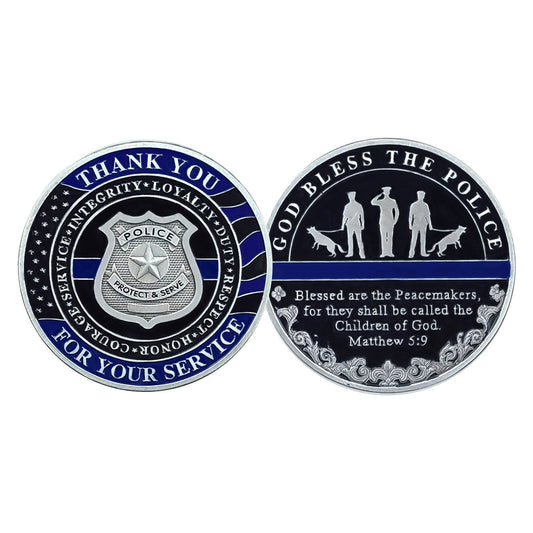 Police Officer & K9 Challenge Coin A Thin Blue Line Coin Law Enforcement Medallion/gift for Him for father decowoodo