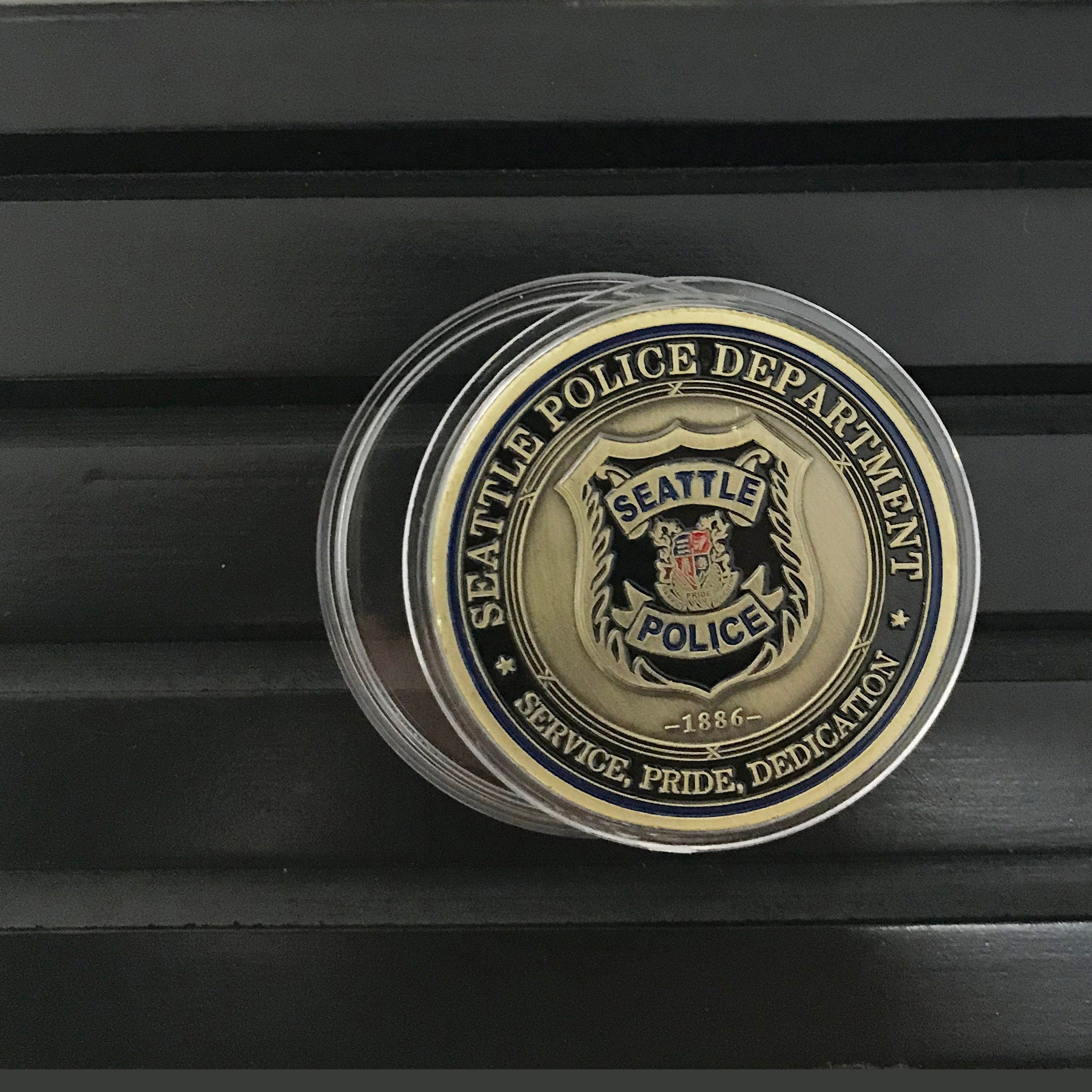 Police Challenge coin policeman officer gift for him police graduation retirement gift Seattle  Police Department Police prayer DecoWoodo