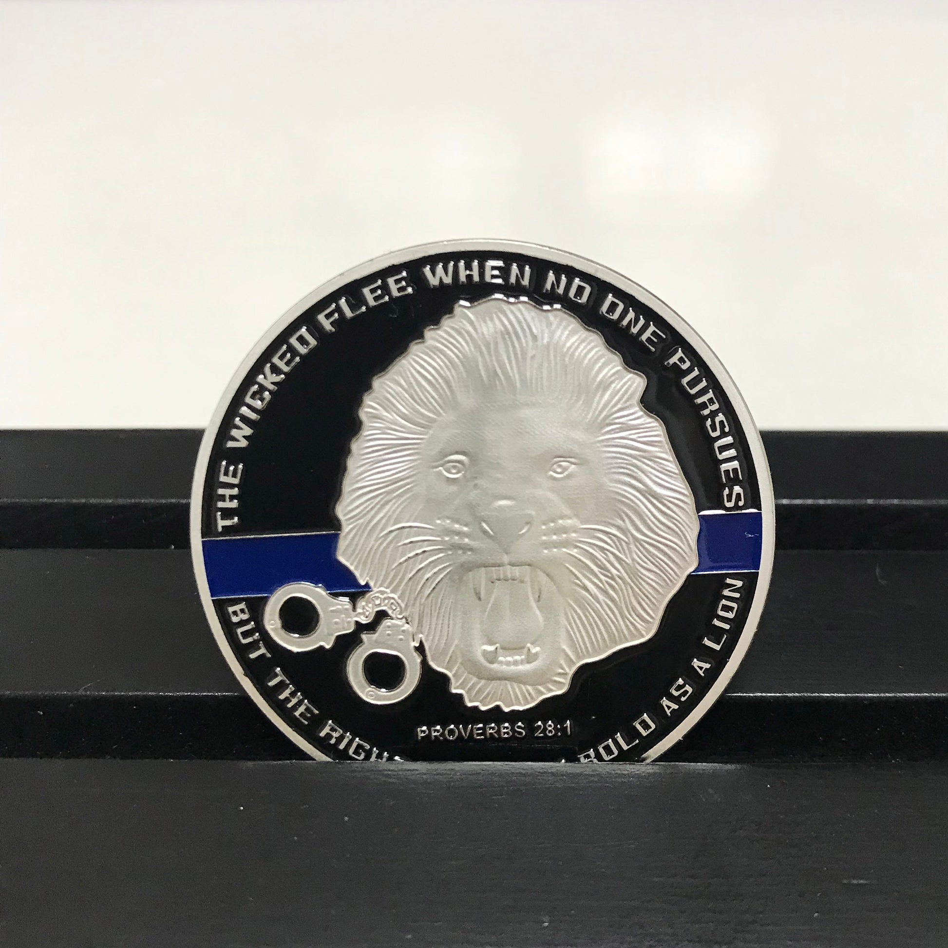 Police Challenge coin policeman officer gift for him/men LEO A Thin blue line coin law enforcement medallion police sign DecoWoodo