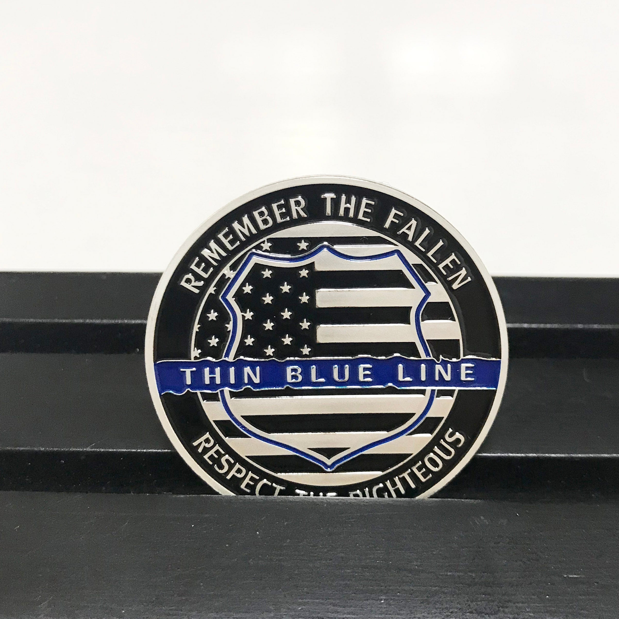 Police Challenge coin policeman officer gift for him/men LEO A Thin blue line coin law enforcement medallion police sign DecoWoodo