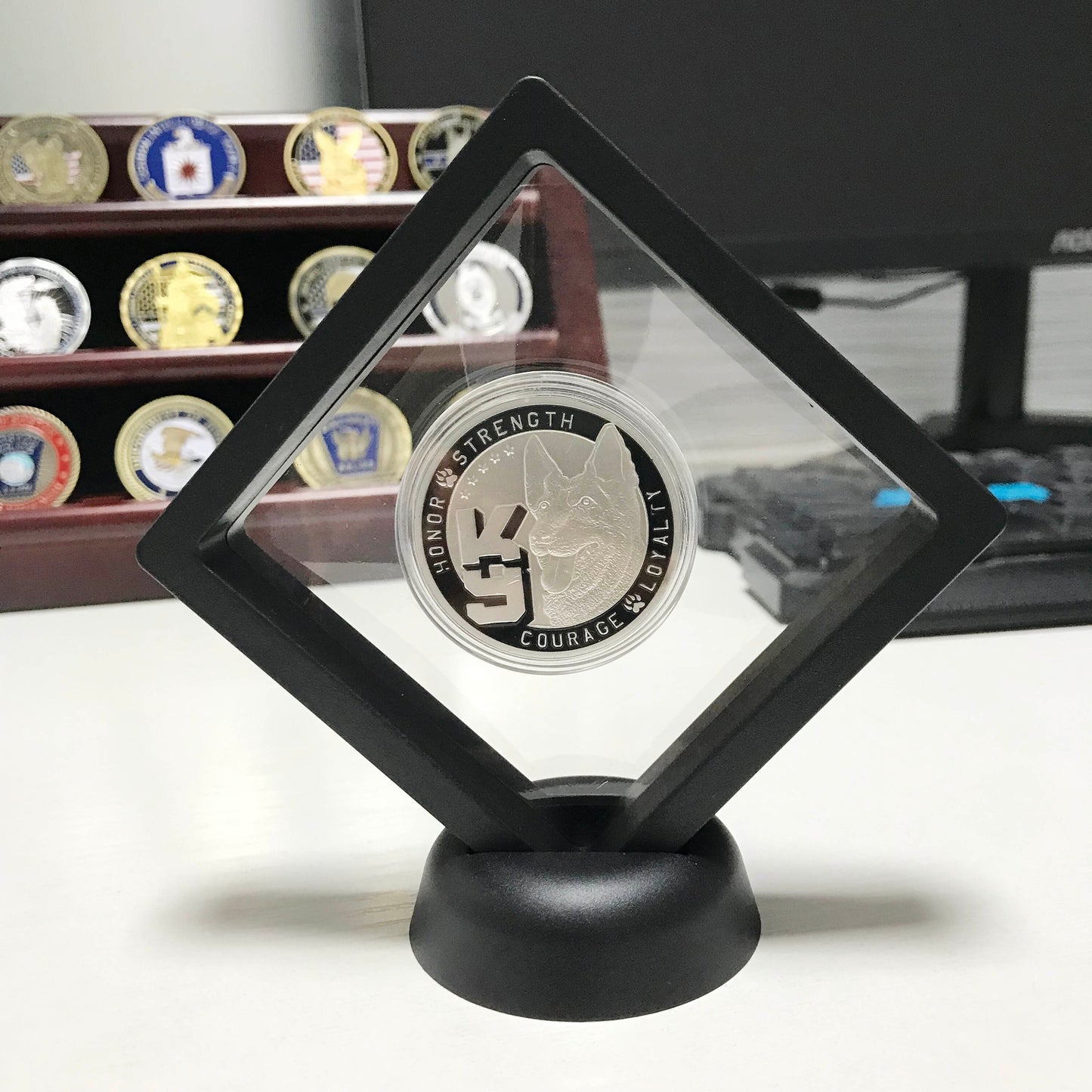 Policemen & K 9 Night Guardian Prayer Challenge Coin  police sign Law Enforcement Medallion/gift for Him for father DecoWoodo