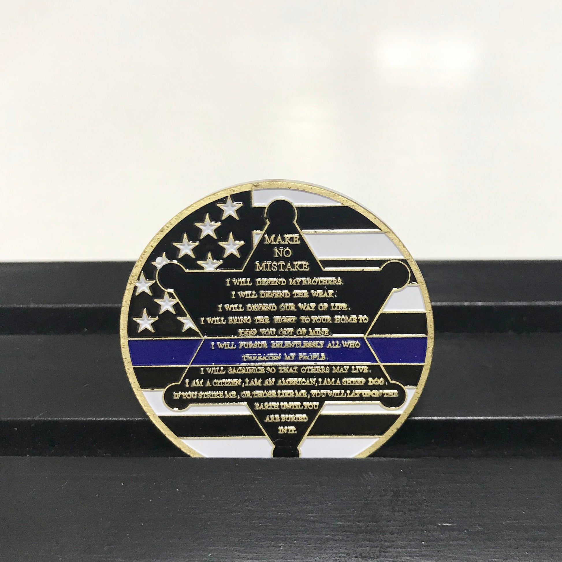 Policeman Challenge coin Police Officers Motto Blue Lives Matter the Whole Armor of GOD police gifts for him/father/Dad DecoWoodo