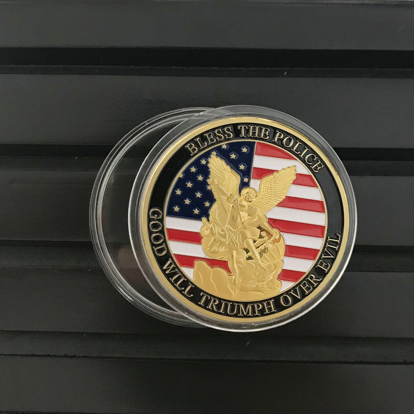 US Police Protector Challenge Coin Officers Prayer Gold Coin Gift for Him/ Her Bless the police DecoWoodo