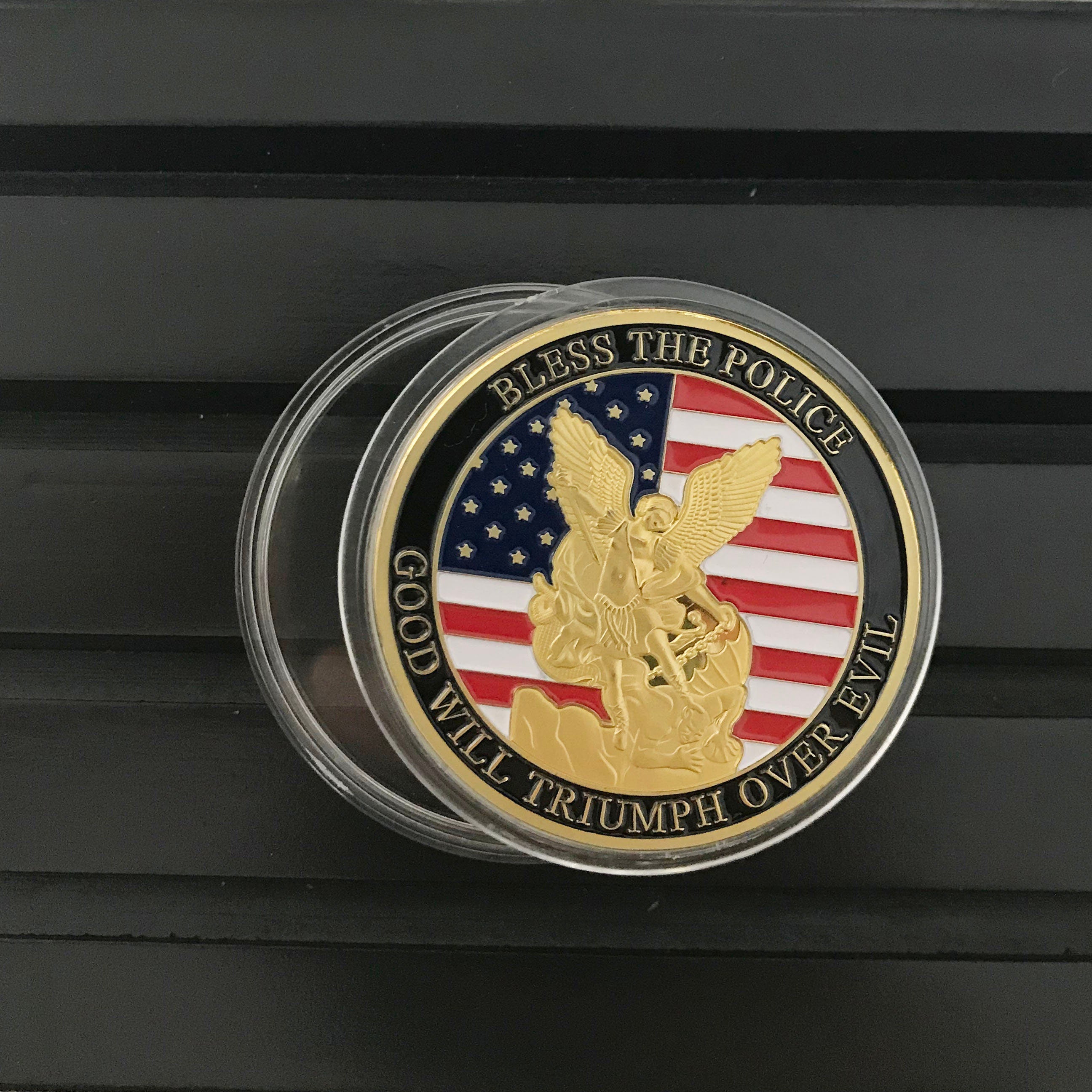 US Police Protector Challenge Coin Officers Prayer Gold Coin Gift for Him/ Her Bless the police DecoWoodo